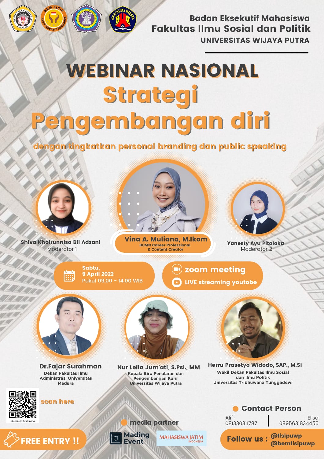 WEBINAR NASIONAL Strategi Pengembangan Diri Dengan Tingkatkan Personal Branding Dan Public Speaking